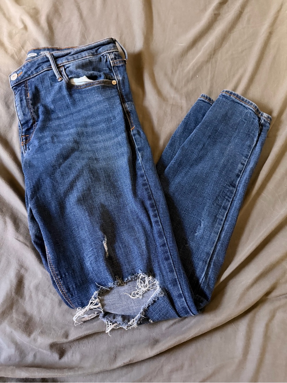Women's Skinny Distressed Dark Blue Jeans